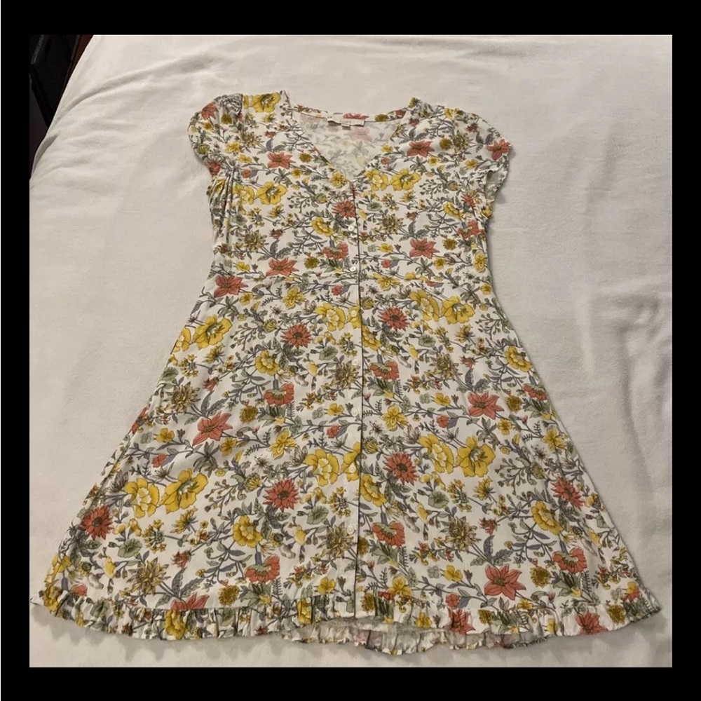 LOFT 14 Petite Floral Button Up Shirt Dress w/ Pockets